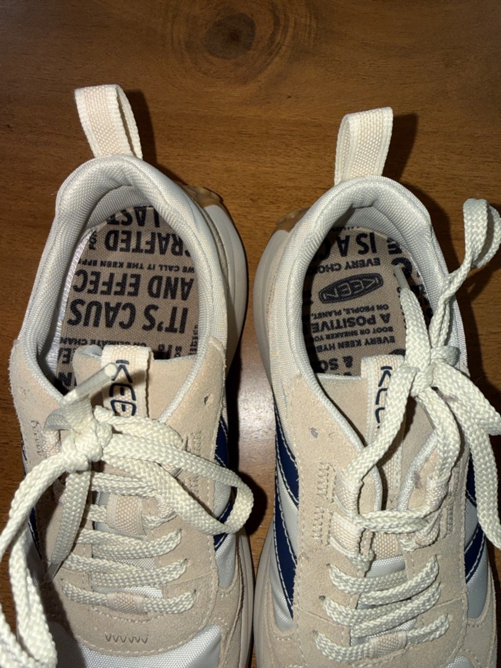 KEEN Casual Womens Sneakers in White & Beige with Navy Accent - Picture 2 of 12